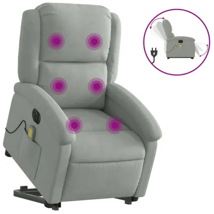 Fauteuil inclinable de massage électrique gris clair velours 2