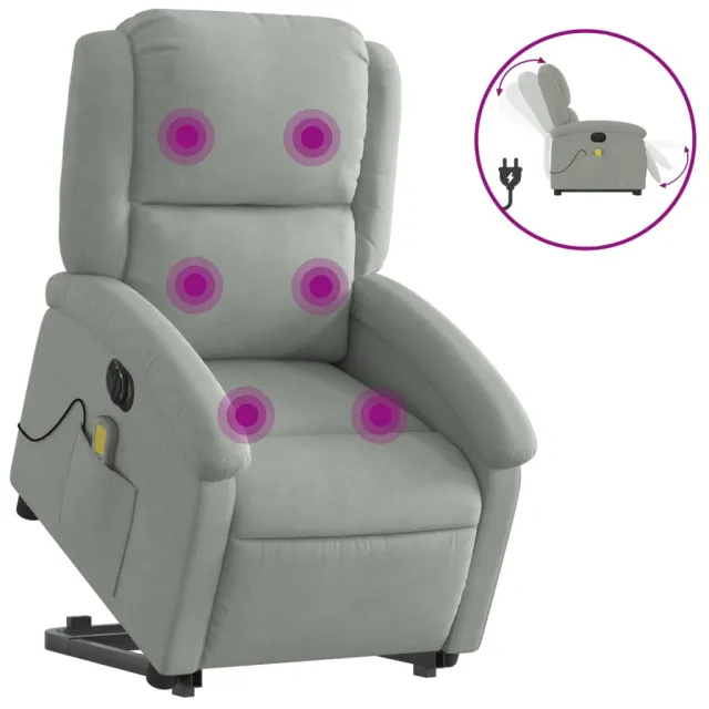 Fauteuil inclinable de massage électrique gris clair velours