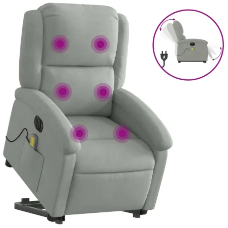 Fauteuil inclinable de massage électrique gris clair velours