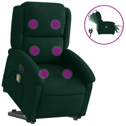 Fauteuil inclinable de massage électrique vert foncé velours 2