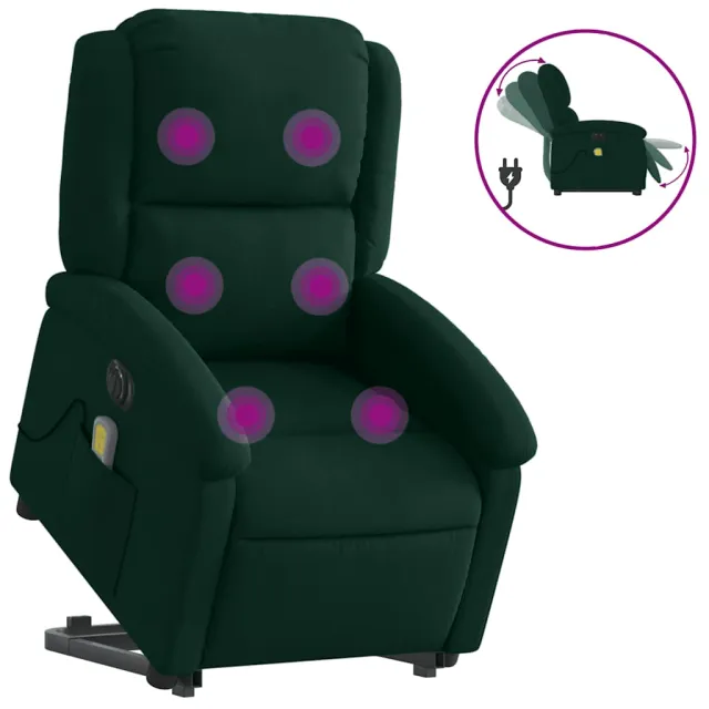 Fauteuil inclinable de massage électrique vert foncé velours