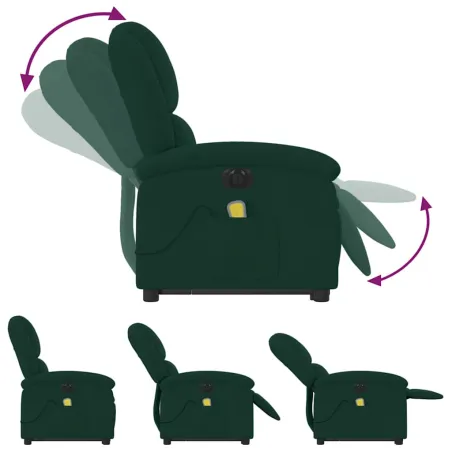 Fauteuil inclinable de massage électrique vert foncé velours