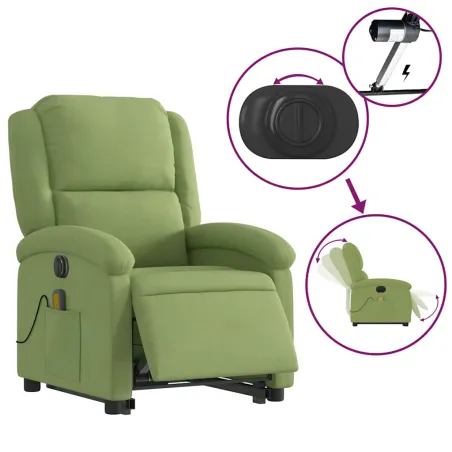Fauteuil inclinable de massage électrique vert clair velours