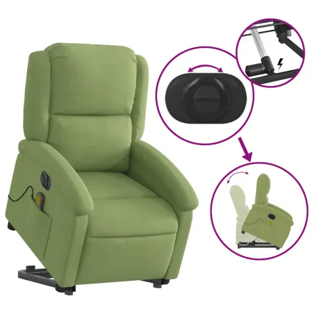 Fauteuil inclinable de massage électrique vert clair velours