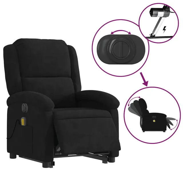 Fauteuil inclinable de massage électrique noir velours