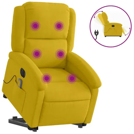 Fauteuil inclinable de massage électrique jaune velours 2
