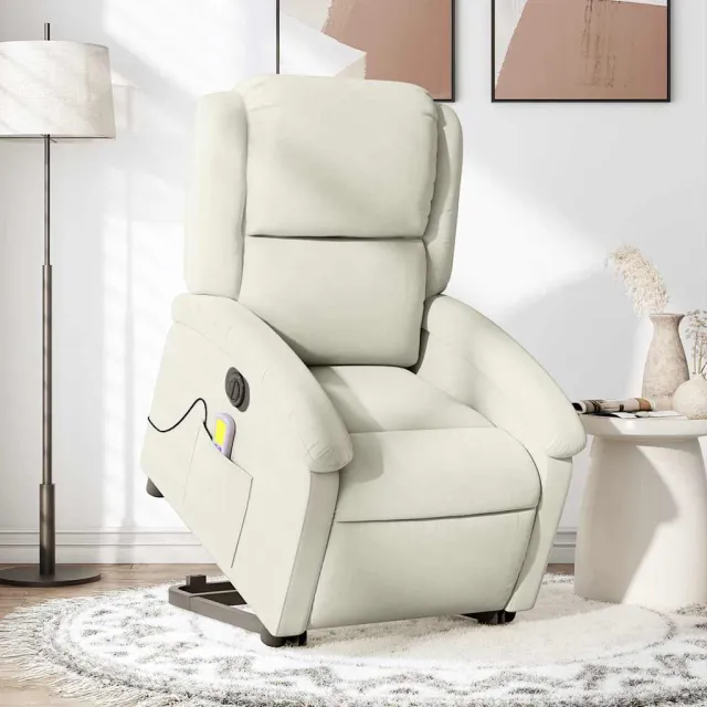 Fauteuil inclinable de massage électrique crème velours