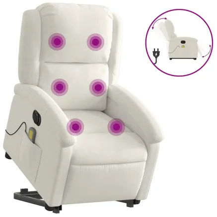 Fauteuil inclinable de massage électrique crème velours 2