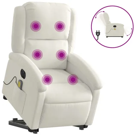 Fauteuil inclinable de massage électrique crème velours