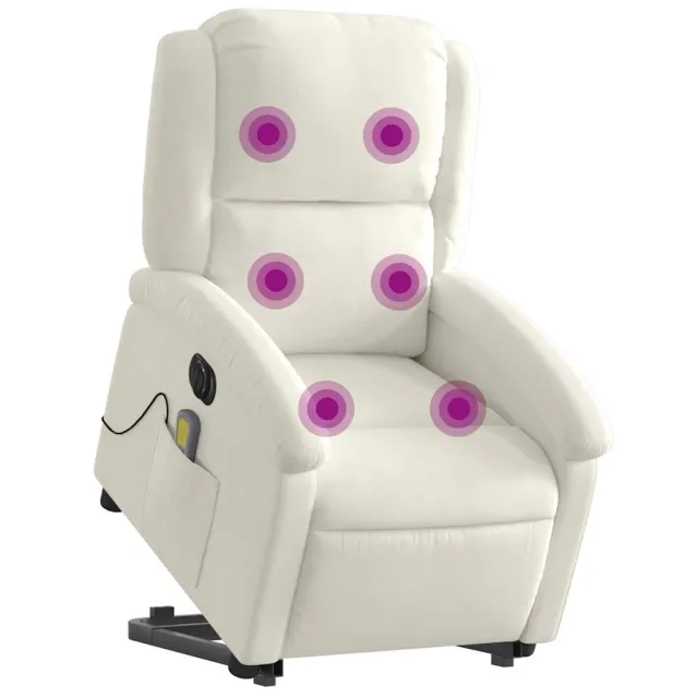 Fauteuil inclinable de massage électrique crème velours