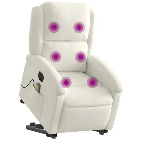Fauteuil inclinable de massage électrique crème velours