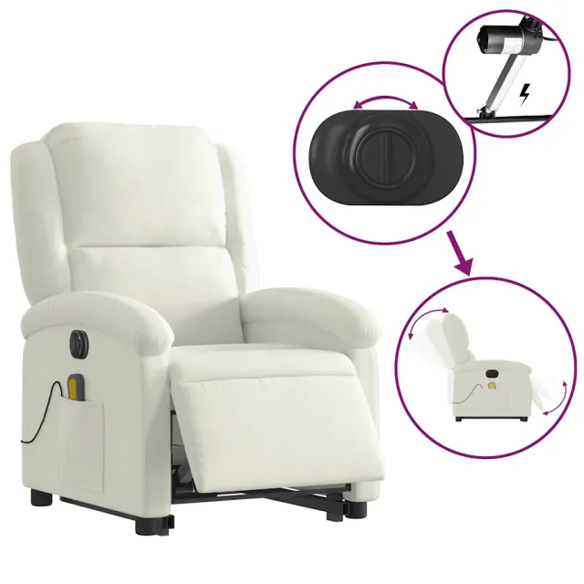 Fauteuil inclinable de massage électrique crème velours
