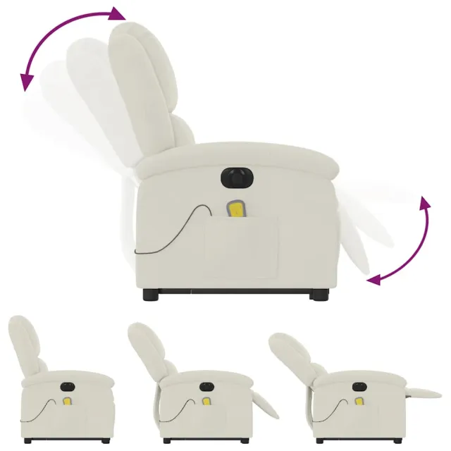 Fauteuil inclinable de massage électrique crème velours