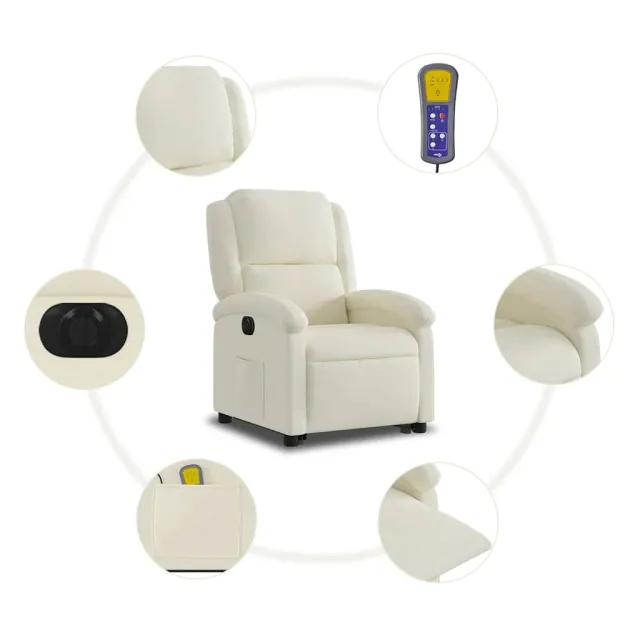 Fauteuil inclinable de massage électrique crème velours