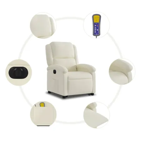 Fauteuil inclinable de massage électrique crème velours