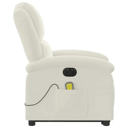 Fauteuil inclinable de massage électrique crème velours