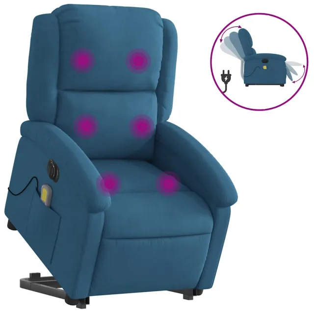 Fauteuil inclinable de massage électrique bleu velours