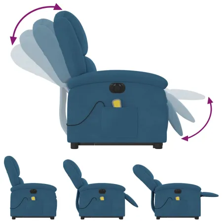Fauteuil inclinable de massage électrique bleu velours