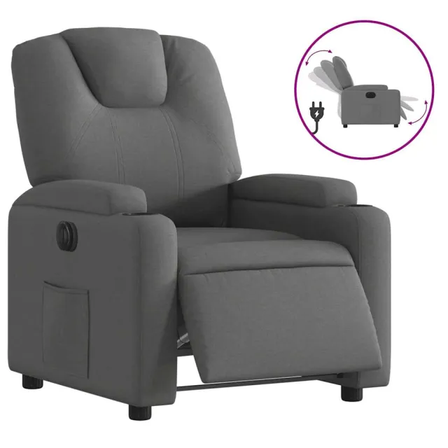 Fauteuil inclinable électrique Gris foncé Tissu