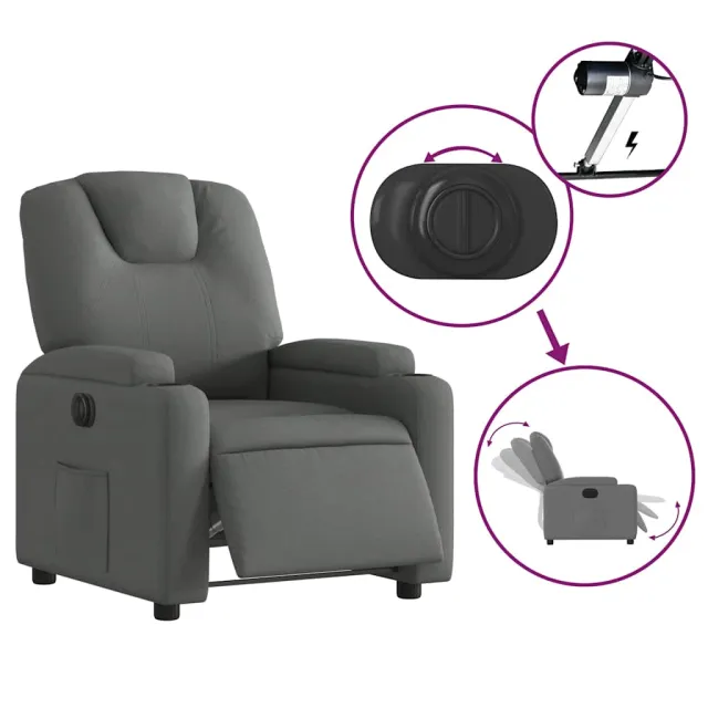 Fauteuil inclinable électrique Gris foncé Tissu