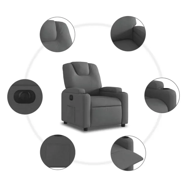 Fauteuil inclinable électrique Gris foncé Tissu