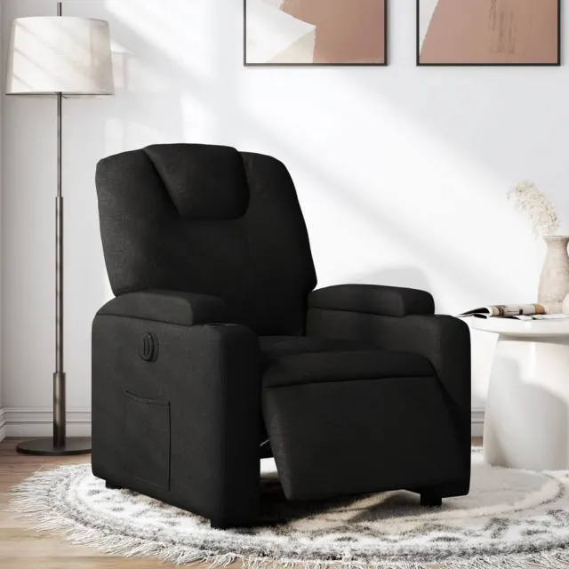 Fauteuil inclinable électrique Noir Tissu