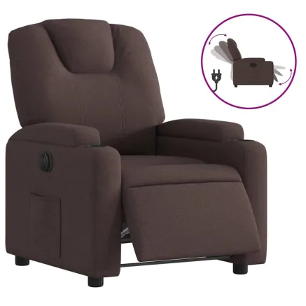 Fauteuil inclinable électrique Marron foncé Tissu 2
