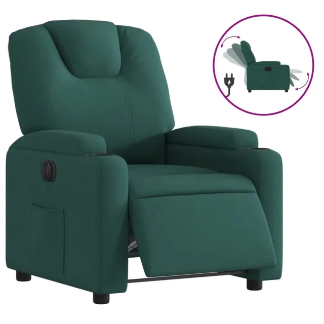Fauteuil inclinable électrique Vert foncé Tissu