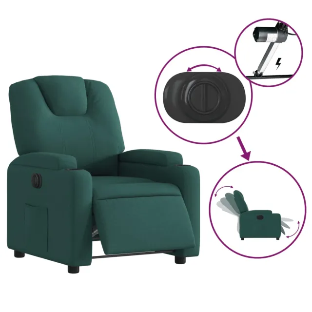 Fauteuil inclinable électrique Vert foncé Tissu