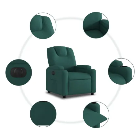 Fauteuil inclinable électrique Vert foncé Tissu