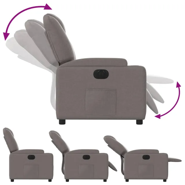 Fauteuil inclinable électrique Taupe Tissu