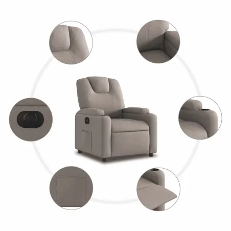 Fauteuil inclinable électrique Taupe Tissu