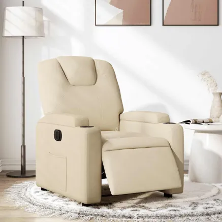 Fauteuil inclinable électrique Crème Tissu