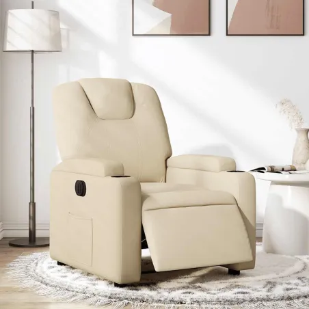 Fauteuil inclinable électrique Crème Tissu