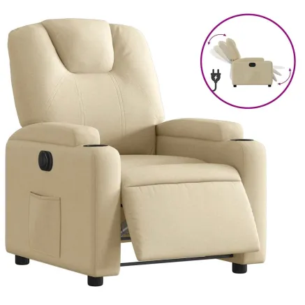 Fauteuil inclinable électrique Crème Tissu 2