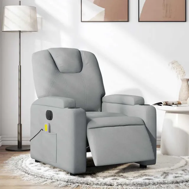 Fauteuil de massage inclinable électrique gris clair tissu