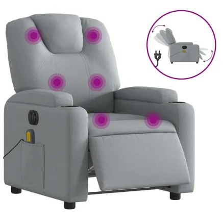 Fauteuil de massage inclinable électrique gris clair tissu 2