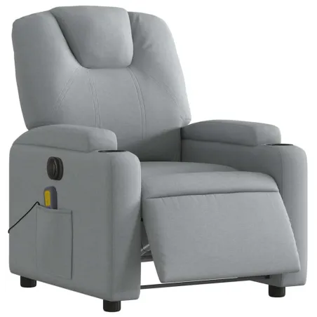 Fauteuil de massage inclinable électrique gris clair tissu