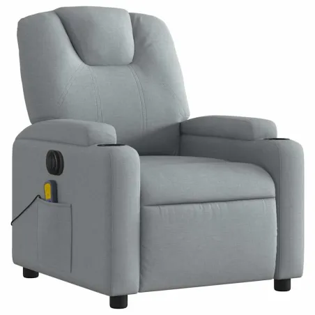 Fauteuil de massage inclinable électrique gris clair tissu