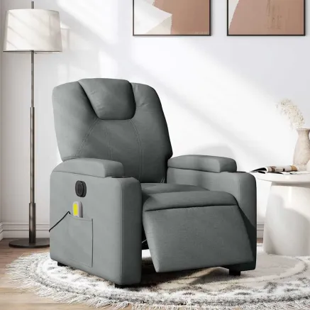 Fauteuil inclinable de massage électrique gris foncé tissu