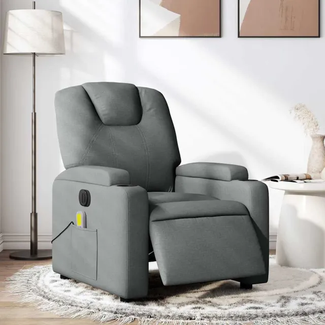 Fauteuil inclinable de massage électrique gris foncé tissu