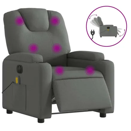Fauteuil inclinable de massage électrique gris foncé tissu 2