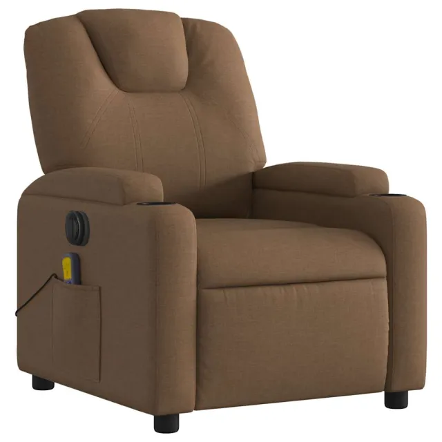 Fauteuil inclinable de massage électrique marron tissu