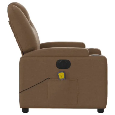 Fauteuil inclinable de massage électrique marron tissu