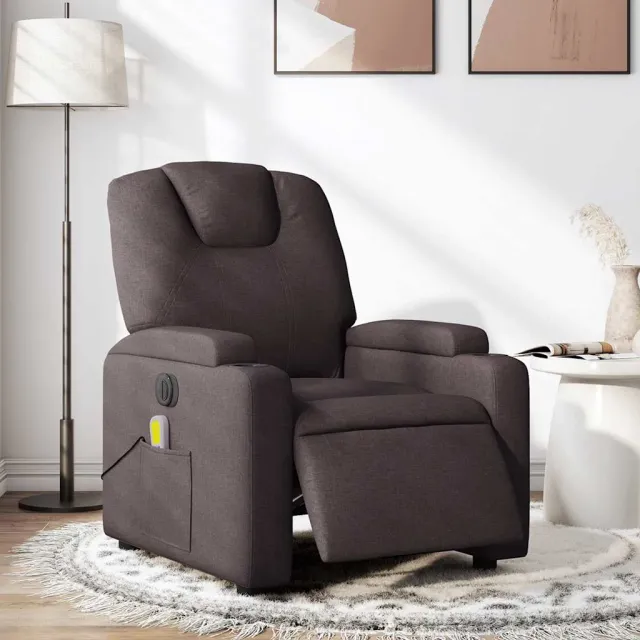 Fauteuil de massage inclinable électrique Marron foncé Tissu