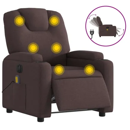 Fauteuil de massage inclinable électrique Marron foncé Tissu 2