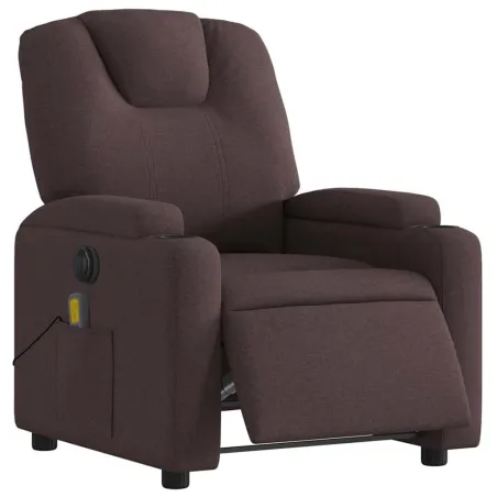 Fauteuil de massage inclinable électrique Marron foncé Tissu