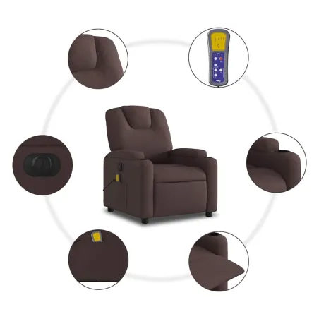 Fauteuil de massage inclinable électrique Marron foncé Tissu