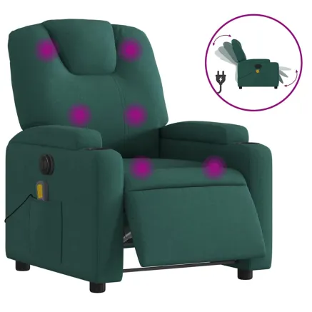 Fauteuil de massage inclinable électrique Vert foncé Tissu 2