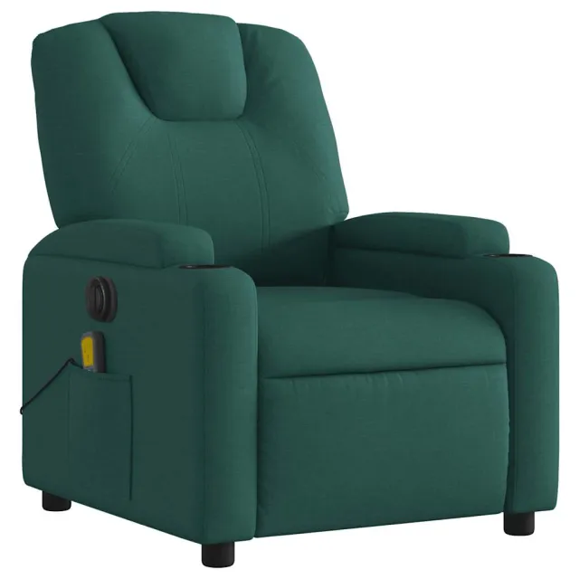 Fauteuil de massage inclinable électrique Vert foncé Tissu